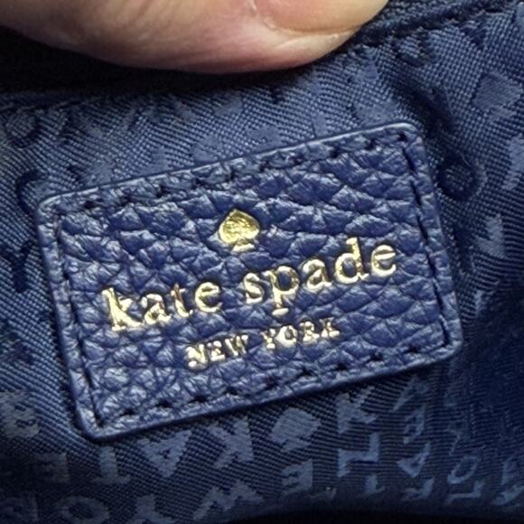 Kate Spade Chester Street Allyn Large Satchel Tote Navy Blue Pebbled Leather - Picture 8 of 14